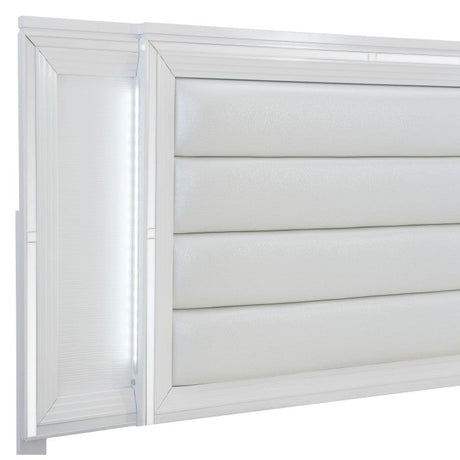 Tamsin White Eastern King Platform Bed w/Footboard Storage - Ornate Home