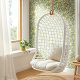 Tamsin White Light Beige Open Grid Weave Natural Rattan Hanging Chair