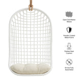 Tamsin White Light Beige Open Grid Weave Natural Rattan Hanging Chair