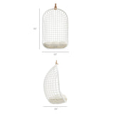 Tamsin White Light Beige Open Grid Weave Natural Rattan Hanging Chair