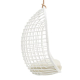 Tamsin White Light Beige Open Grid Weave Natural Rattan Hanging Chair