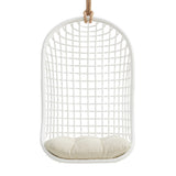 Tamsin White Light Beige Open Grid Weave Natural Rattan Hanging Chair
