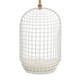 Tamsin White Light Beige Open Grid Weave Natural Rattan Hanging Chair