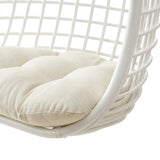Tamsin White Light Beige Open Grid Weave Natural Rattan Hanging Chair