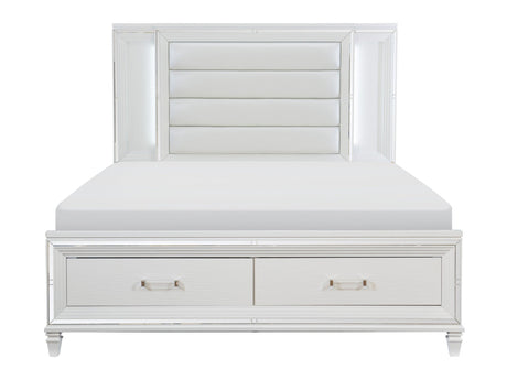 Tamsin White Queen Platform Bed&Footboard Storage - Ornate Home