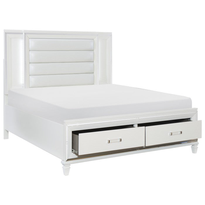 Tamsin White Queen Platform Bed&Footboard Storage - Ornate Home