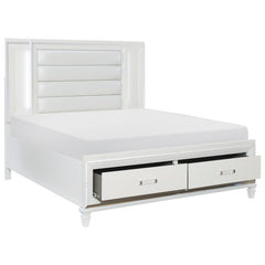 Tamsin White Queen Platform Bed&Footboard Storage - Ornate Home