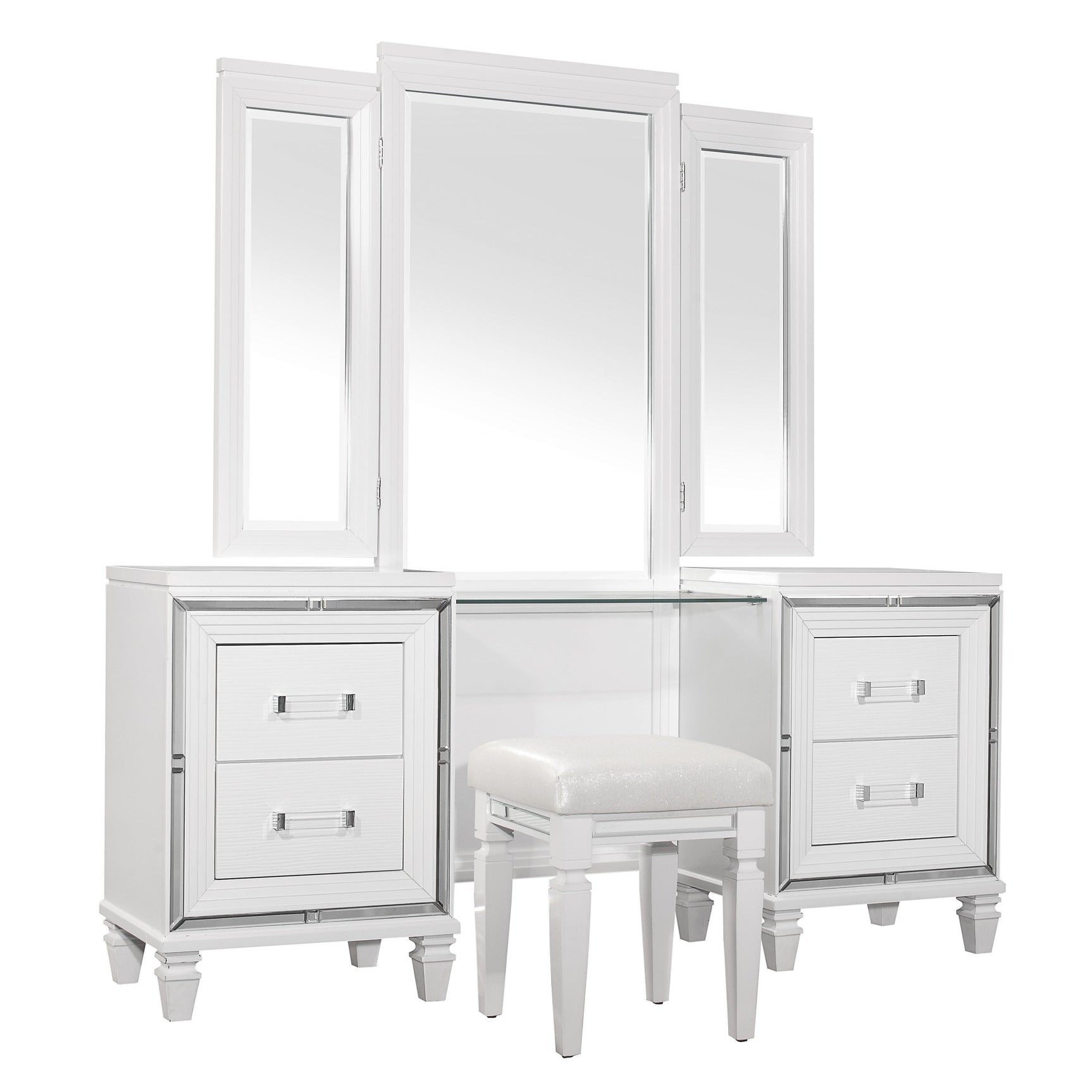 Tamsin White Vanity Dresser with Mirror - Ornate Home