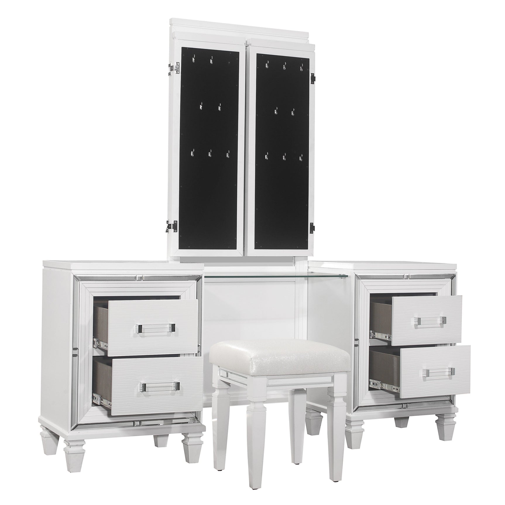 Tamsin White Vanity Dresser with Mirror - Ornate Home