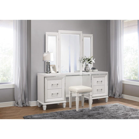 Tamsin White Vanity Dresser with Mirror - Ornate Home