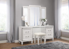 Tamsin White Vanity Stool - Ornate Home