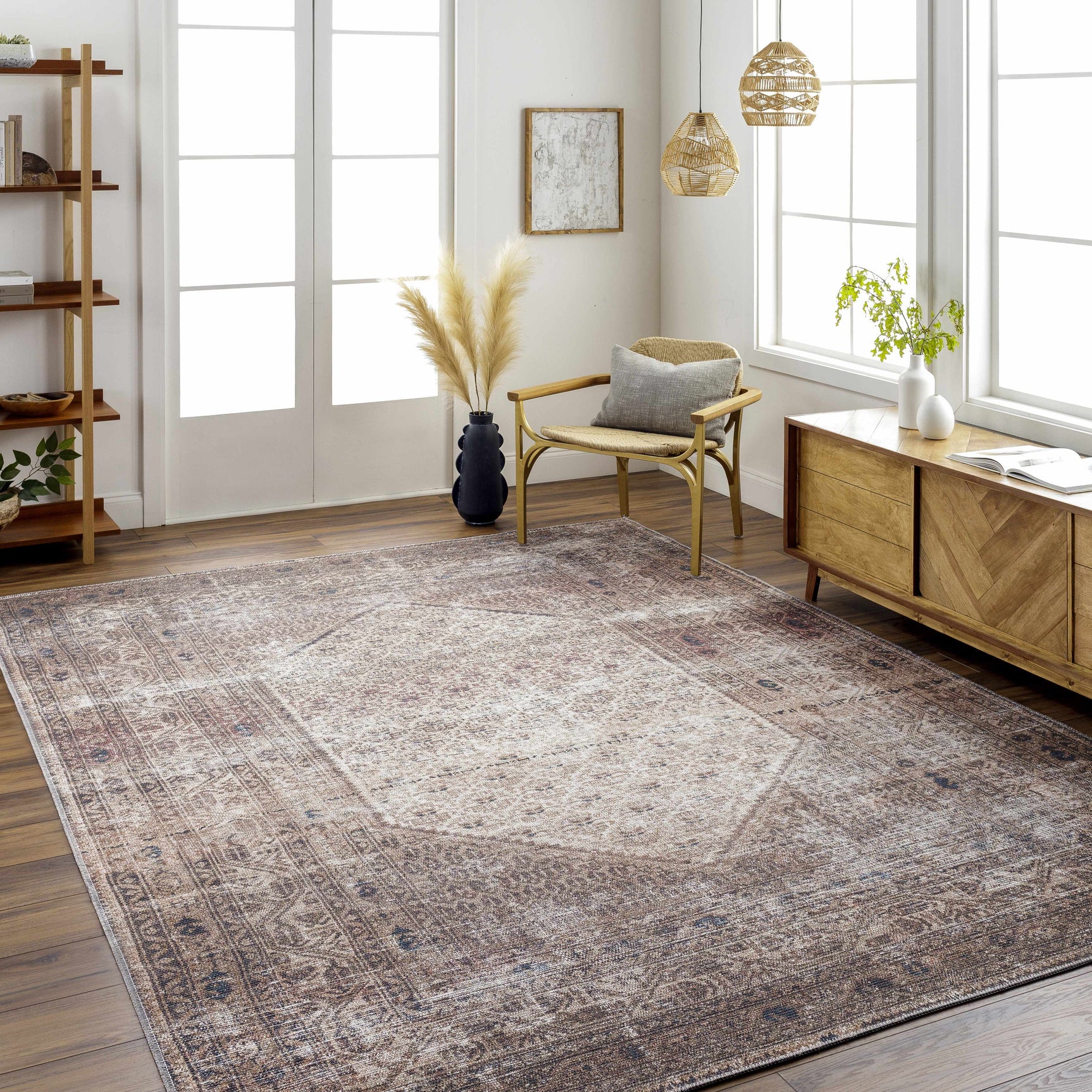 Tan Ormstown Distressed Washable Area Rug - Clearance - Ornate Home