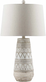 Tan and Cream Resin Lamp with White Linen Table Lamp - Clearance - Ornate Home