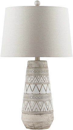 Tan and Cream Resin Lamp with White Linen Table Lamp - Clearance - Ornate Home