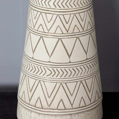 Tan and Cream Resin Lamp with White Linen Table Lamp - Clearance - Ornate Home