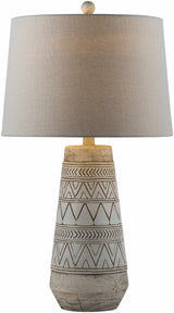 Tan and Cream Resin Lamp with White Linen Table Lamp - Clearance - Ornate Home