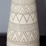 Tan and Cream Resin Lamp with White Linen Table Lamp - Ornate Home