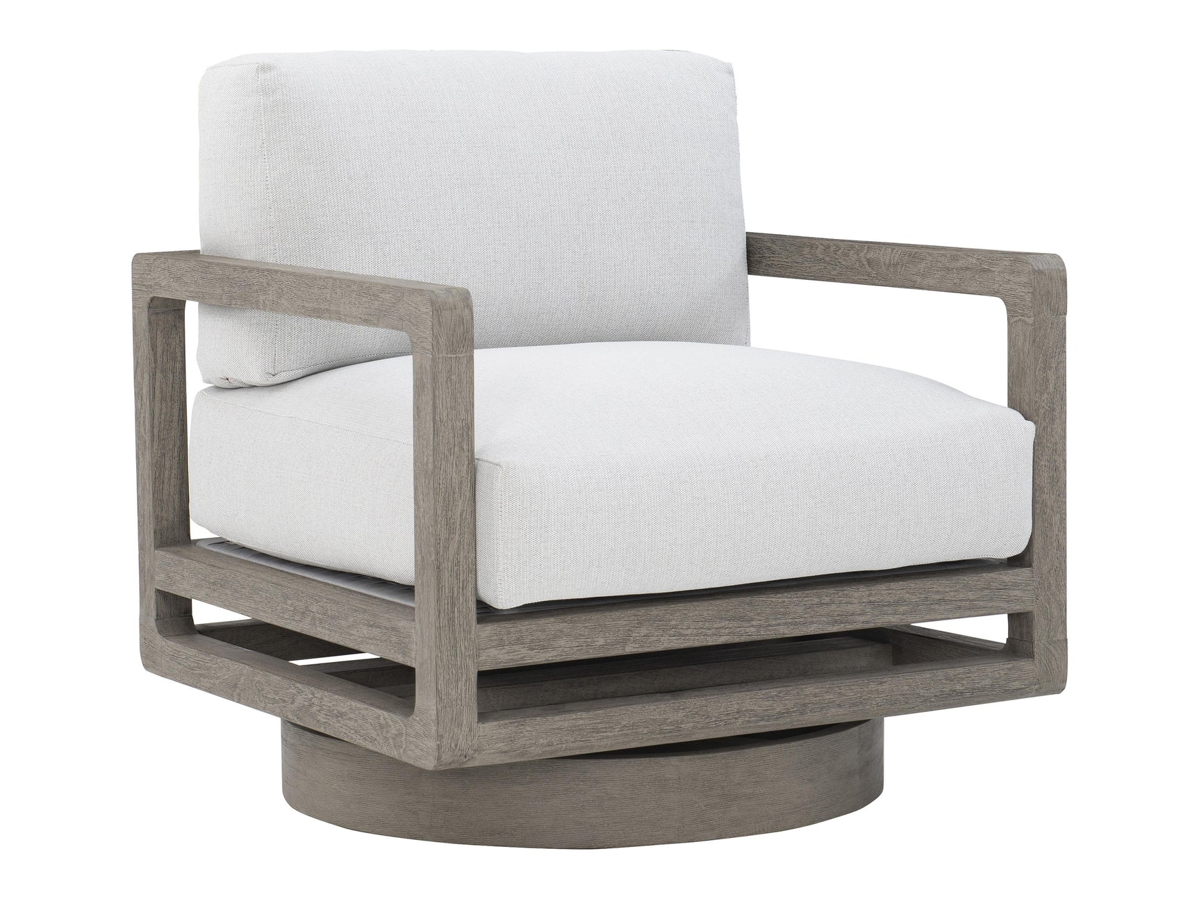 Tanah Weathered Teak/White/Cream Outdoor Swivel Chair - Ornate Home