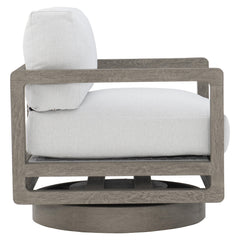 Tanah Weathered Teak/White/Cream Outdoor Swivel Chair - Ornate Home