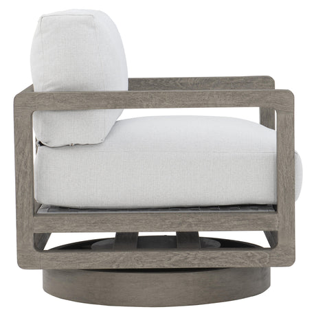 Tanah Weathered Teak/White/Cream Outdoor Swivel Chair - Ornate Home