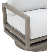 Tanah Weathered Teak/White/Cream Outdoor Swivel Chair - Ornate Home