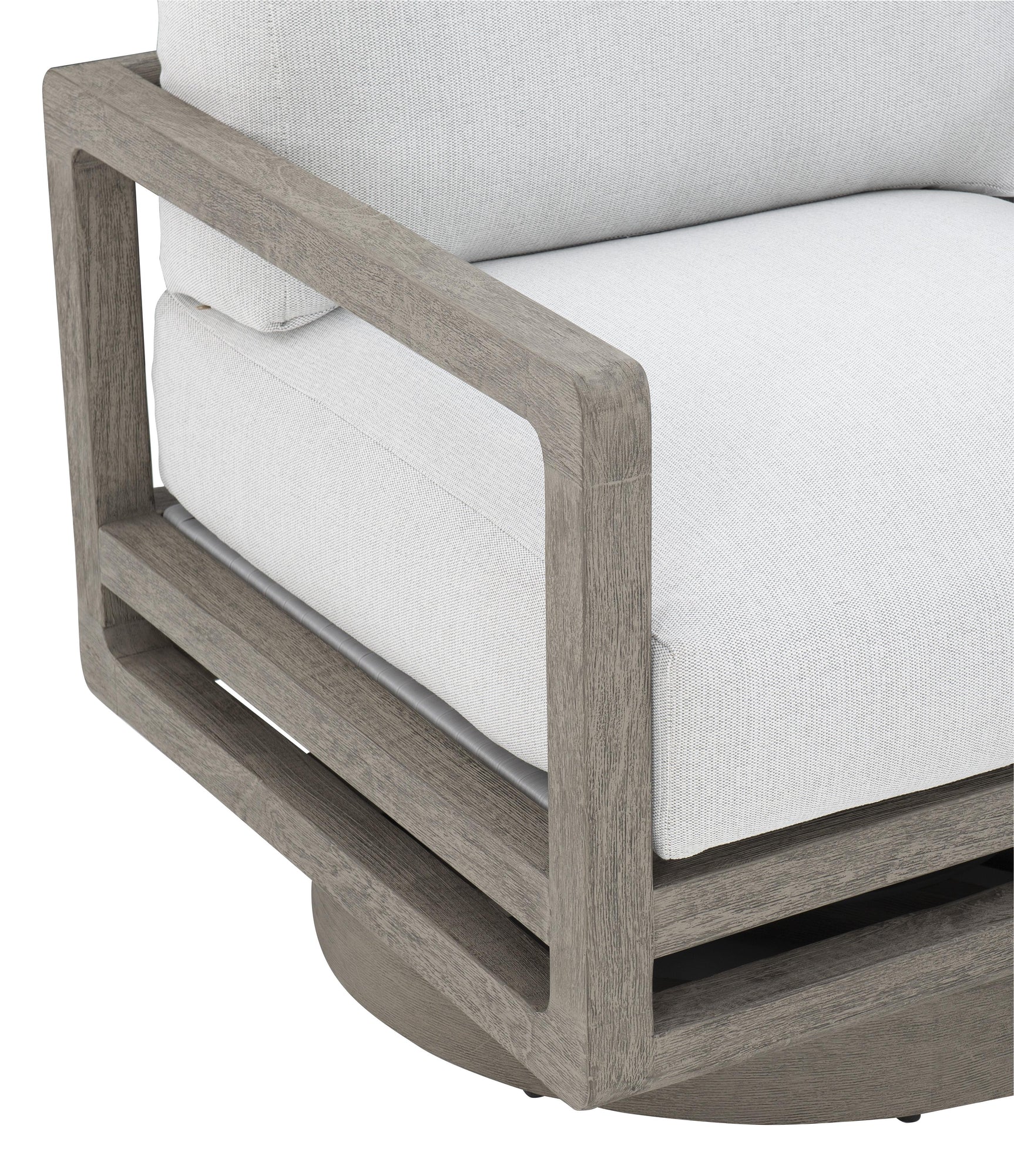 Tanah Weathered Teak/White/Cream Outdoor Swivel Chair - Ornate Home