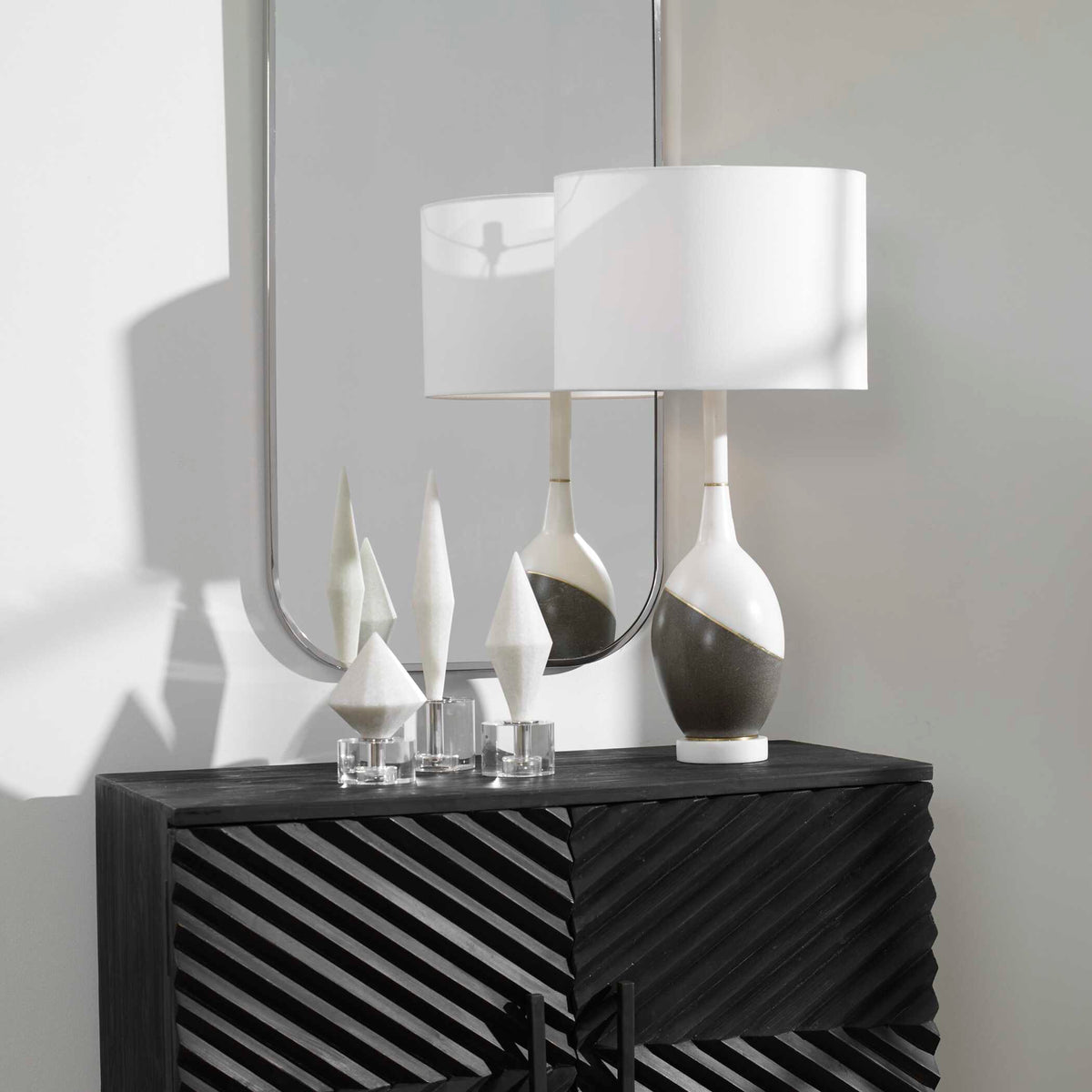 Tanali Gray/White Modern Table Lamp - Ornate Home