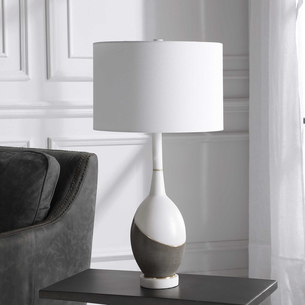 Tanali Gray/White Modern Table Lamp - Ornate Home