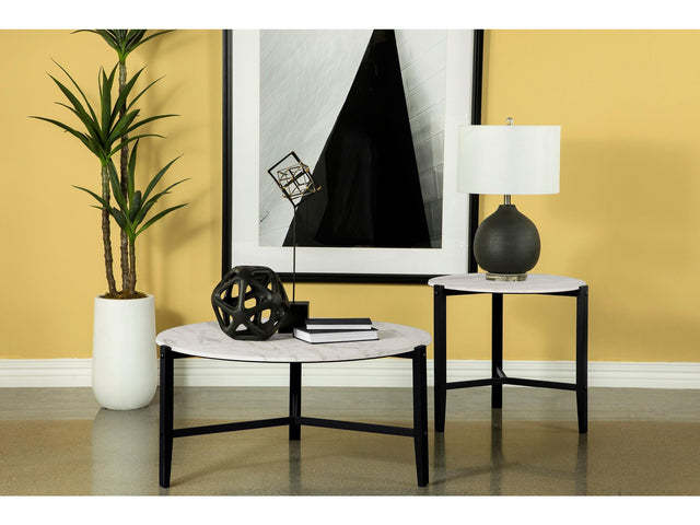 Tandi White 2-piece Faux Marble Coffee and End Table Set - Ornate Home