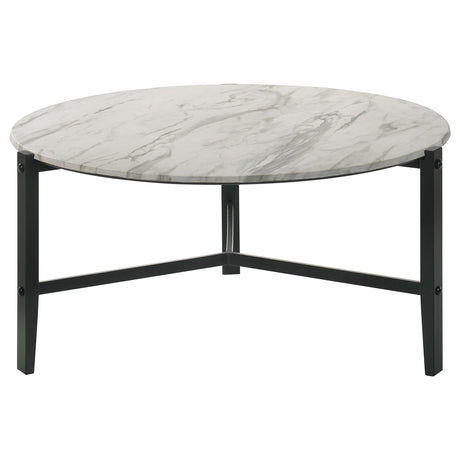 Tandi White 2-piece Faux Marble Coffee and End Table Set - Ornate Home