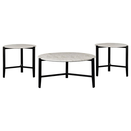 Tandi White 3-piece Faux Marble Coffee and End Table Set - Ornate Home