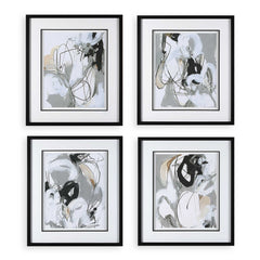 Tangled Threads Multicolor Abstract Framed Prints (Set of 4) - Ornate Home