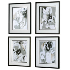 Tangled Threads Multicolor Abstract Framed Prints (Set of 4) - Ornate Home