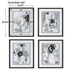 Tangled Threads Multicolor Abstract Framed Prints (Set of 4) - Ornate Home