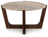 Tanidore Warm Brown Round Cocktail Table (Online Special Price) - Ornate Home