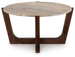 Tanidore Warm Brown Round Cocktail Table - Ornate Home