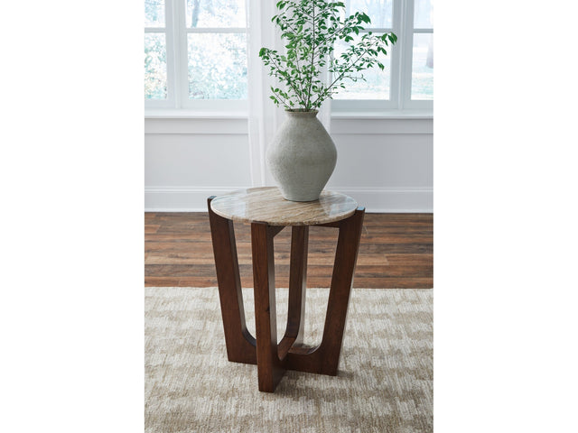 Tanidore Warm Brown Round End Table - Ornate Home