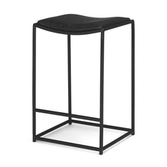 Taniel Black Leather Metal Counter Stool