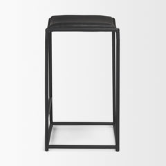 Taniel Black Leather Metal Counter Stool