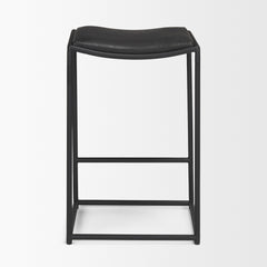 Taniel Black Leather Metal Counter Stool