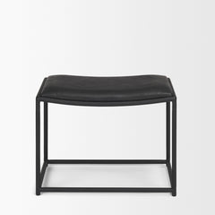 Taniel Black Leather Metal Stool