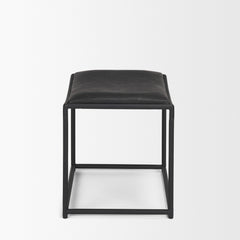 Taniel Black Leather Metal Stool
