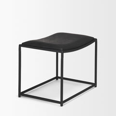 Taniel Black Leather Metal Stool