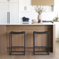 Taniel Black Textured Wood Metal Counter Stool