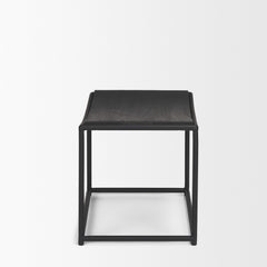 Taniel Black Textured Wood Metal Stool