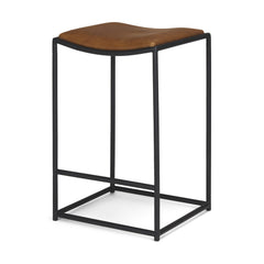 Taniel Brown/Black Leather Metal Counter Stool - Ornate Home