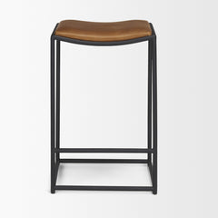 Taniel Brown/Black Leather Metal Counter Stool - Ornate Home