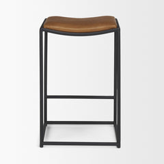 Taniel Brown/Black Leather Metal Counter Stool - Ornate Home