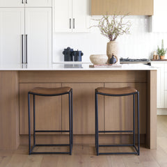 Taniel Brown/Black Leather Metal Counter Stool - Ornate Home
