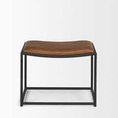 Taniel Brown/Black Leather Metal Stool - Ornate Home